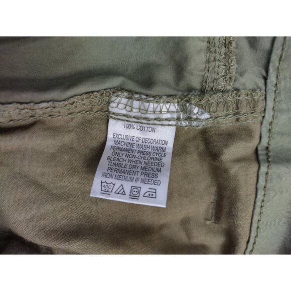 Womens Olive Green Capri Pants With Drawstring Waist & Hem Size 14 100% Cotton. - Picture 3 of 7